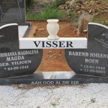 VISSER Barend Johannes Boen 1944-2003 &amp; Dina Johanna Magdalena nee VILJOEN 1945-