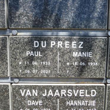 PREEZ Paul, du 1933-2021 & Manie 1938-