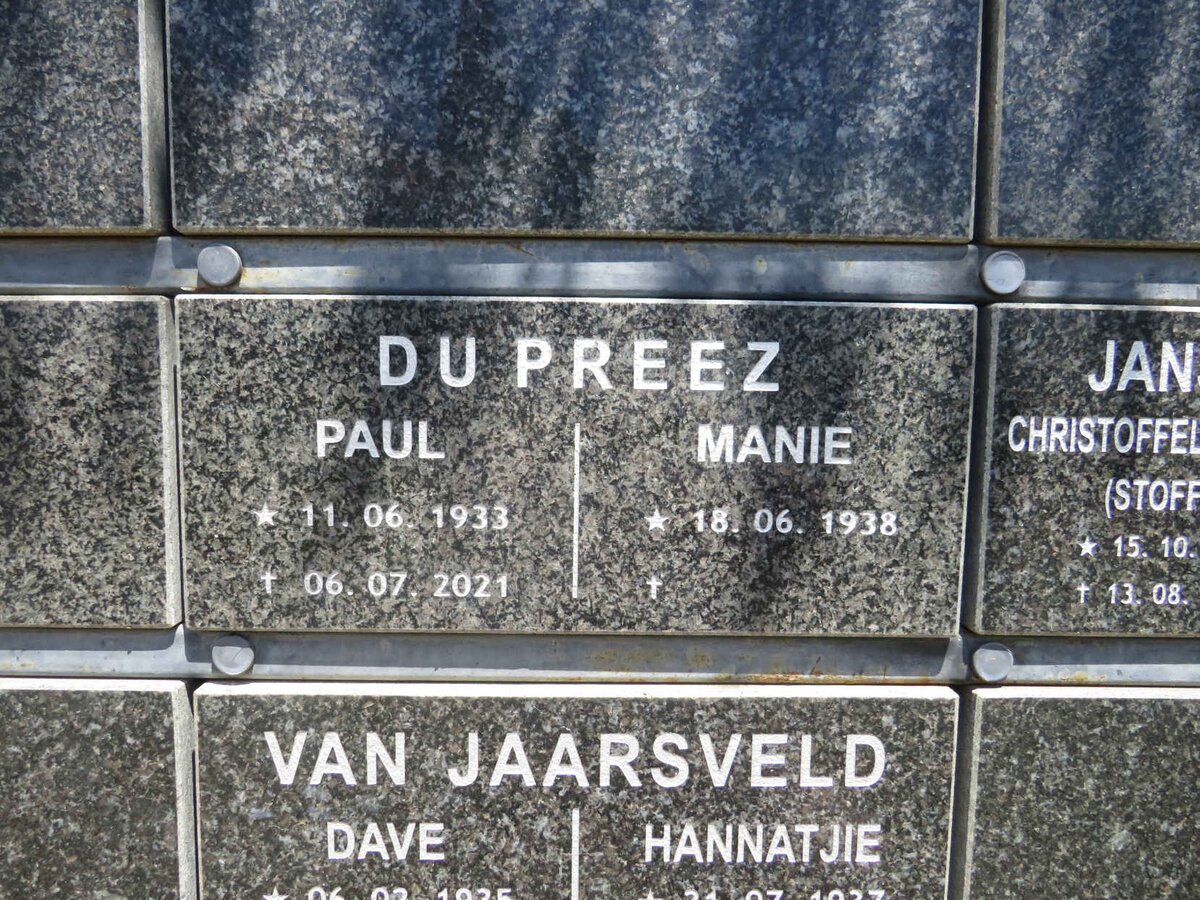 PREEZ Paul, du 1933-2021 & Manie 1938-