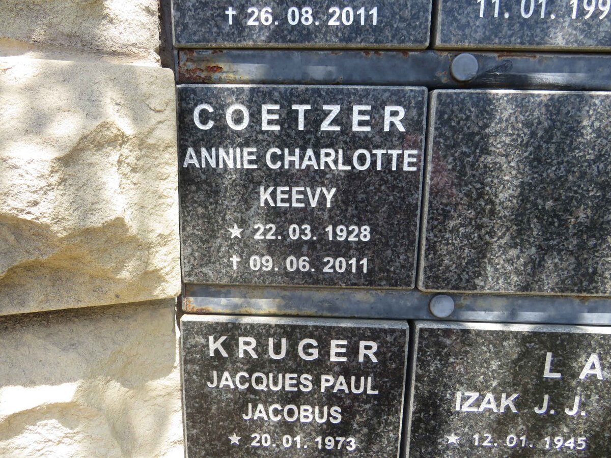 COETZER Annie Charlotte Keevy 1928-2011