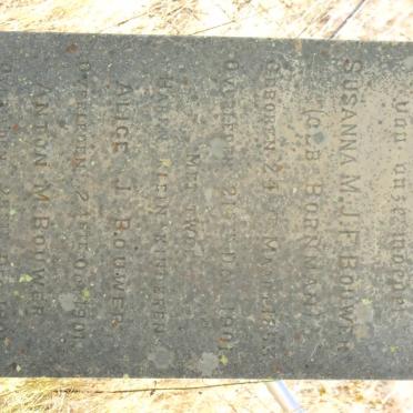 BOUWER Susanna M.J.F. nee BORNMAN 1853-1901 :: BOUWER Alice J. -1901 :: BOUWER Anton M. -1901