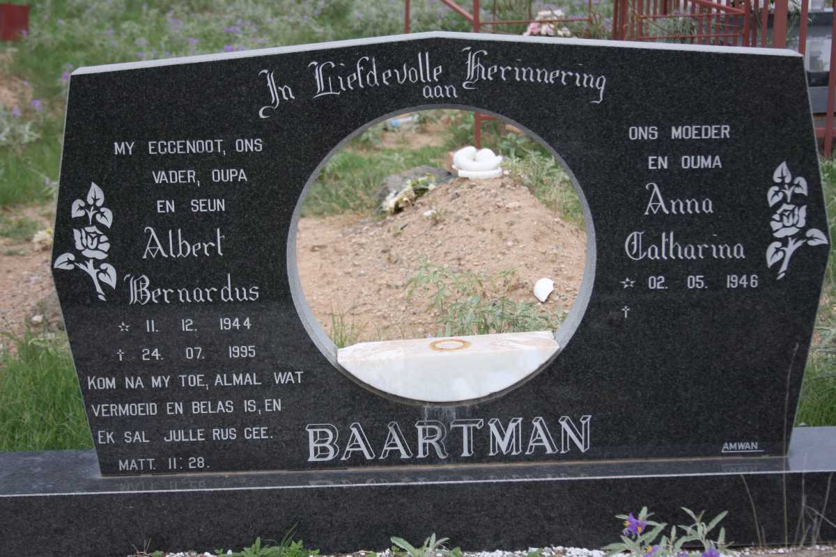 BAARTMAN Albert Bernardus 1944-1995 &amp; Anna Catharina 1946-