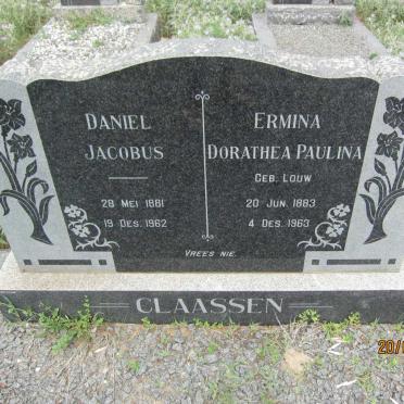 CLAASSEN Daniel Jacobus 1881-1962 &amp; Ermina Dorathea Paulina LOUW 1883-1963