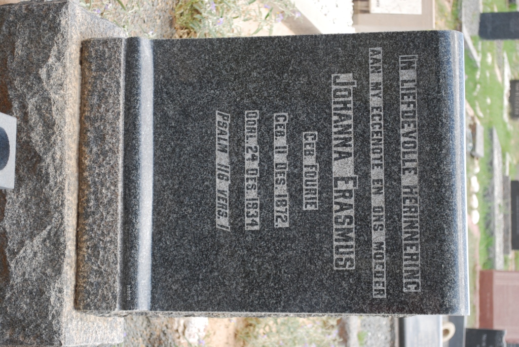 ERASMUS Johanna nee FOURIE 1872-1934