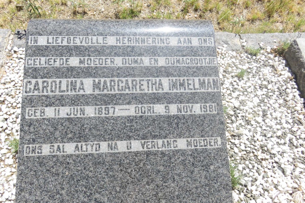 IMMELMAN Carolina Margaretha 1897-1981