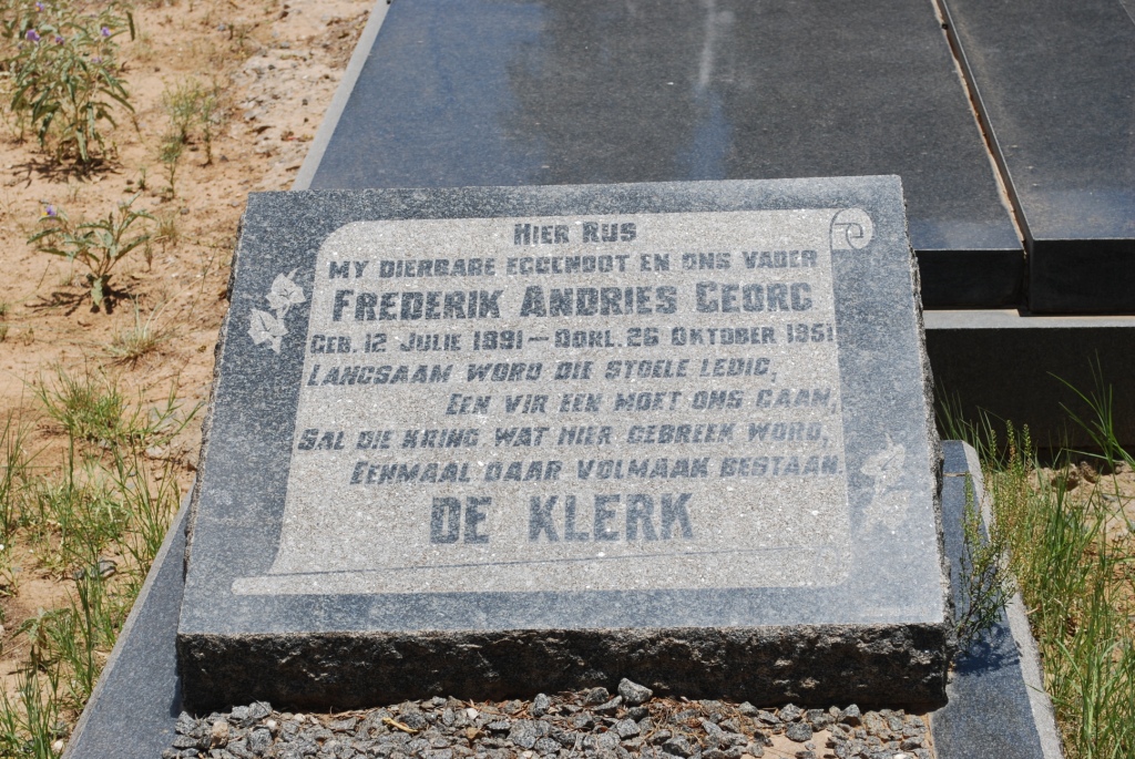 KLERK Frederik Andries Georg, de 1891-1951