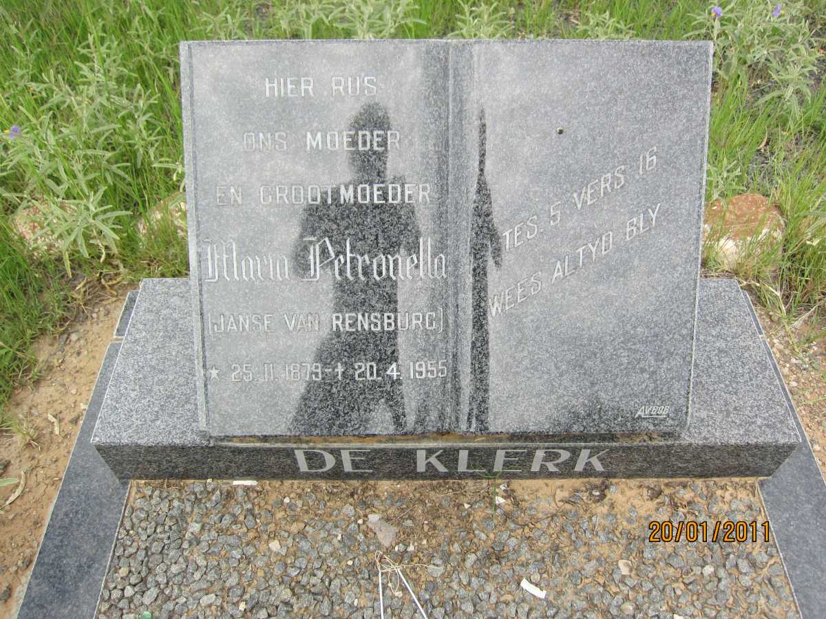 KLERK Maria Petronella, de nee Janse van RENSBURG 1879-1955
