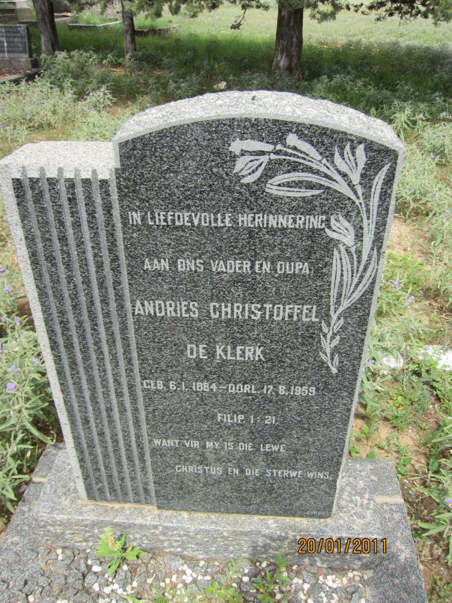 KLERK Andries Christoffel, de 1884-1959