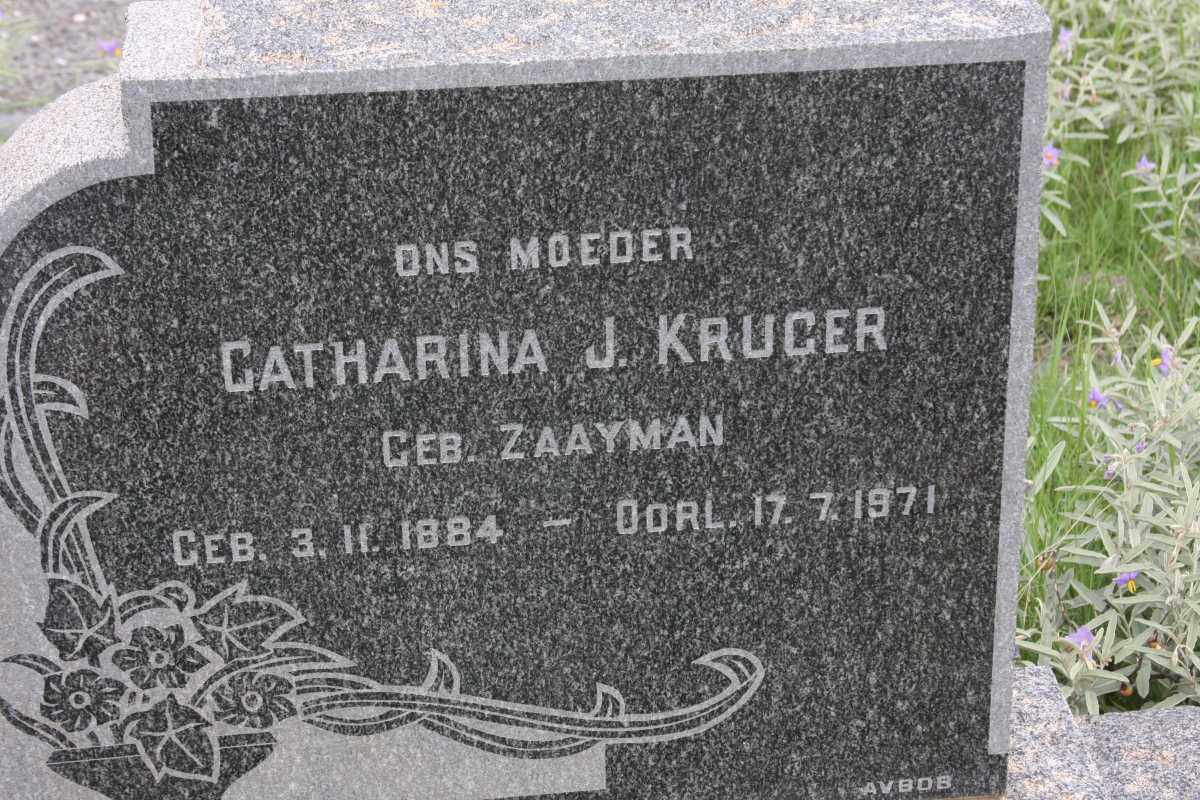 KRUGER Catharina J. nee ZAAYMAN 1884-1971