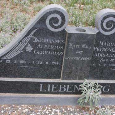LIEBENBERG Johannes Albertus Gerhardus 1891-1974 &amp; Maria Petronella Adriaane DE KLERK 1896-1976