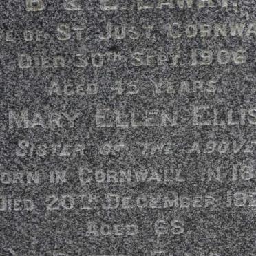 ELLIS Mary Ellen nee LAWRY 1857-1925