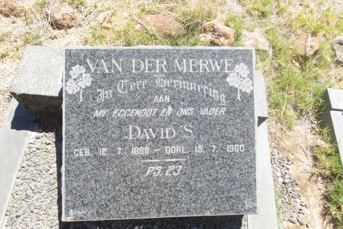 MERWE David S., van der 1888-1960