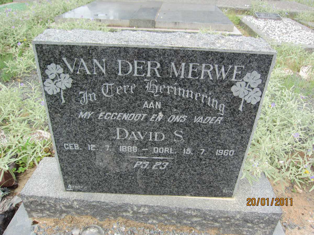 MERWE David S., van der 1888-1960
