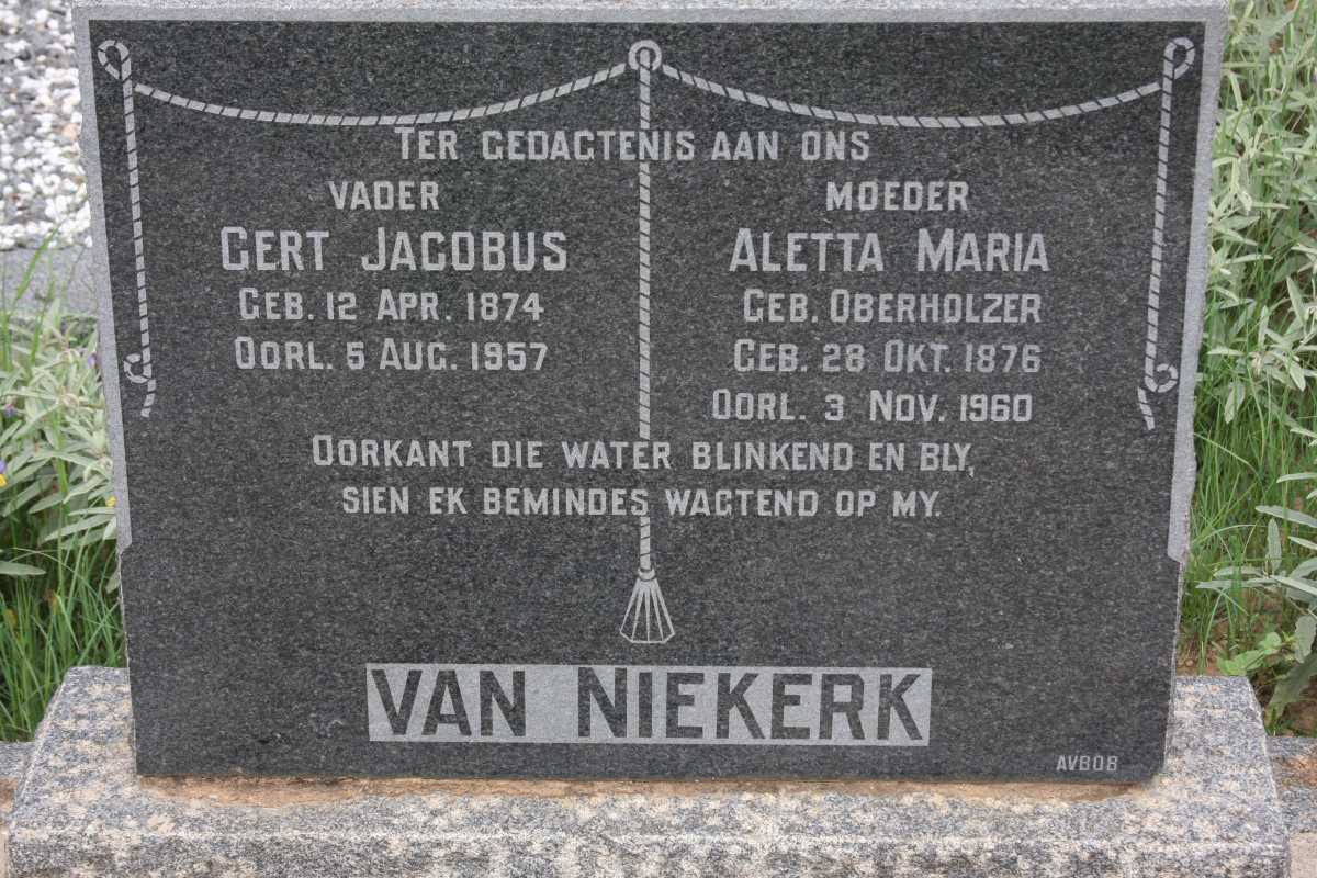 NIEKERK Gert Jacobus, van 1874-1957 &amp; Aletta Maria OBERHOLZER 1876-1960
