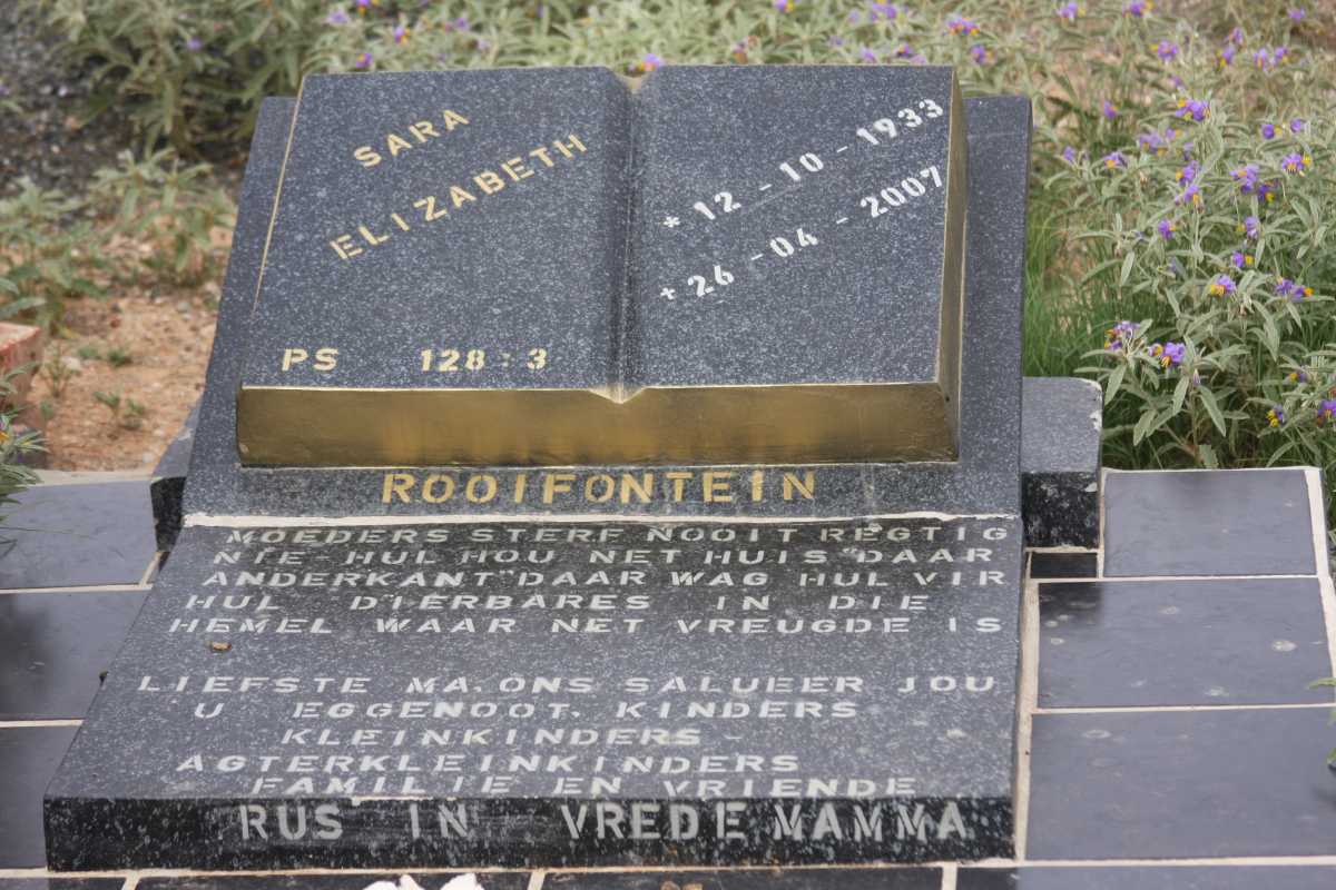 ROOIFONTEIN Sara Elizabeth 1933-2007