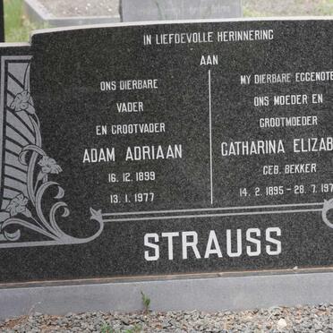 STRAUSS Adam Adriaan 1899-1977 &amp; Catharina Elizabeth BEKKER 1895-1973