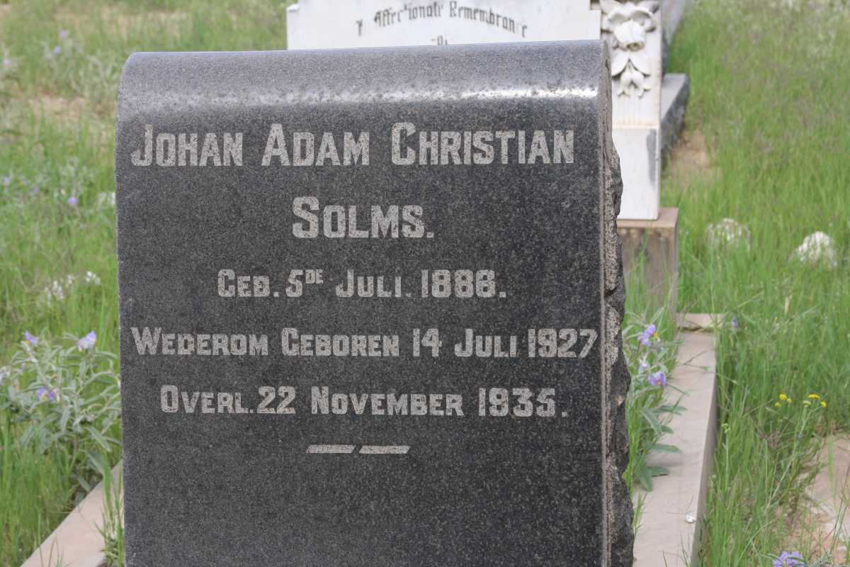 SOLMS Johan Adam Christian 1886-1935