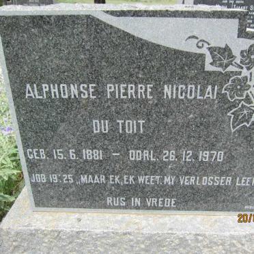 TOIT Alphonse Pierre Nicolai, du 1881-1970