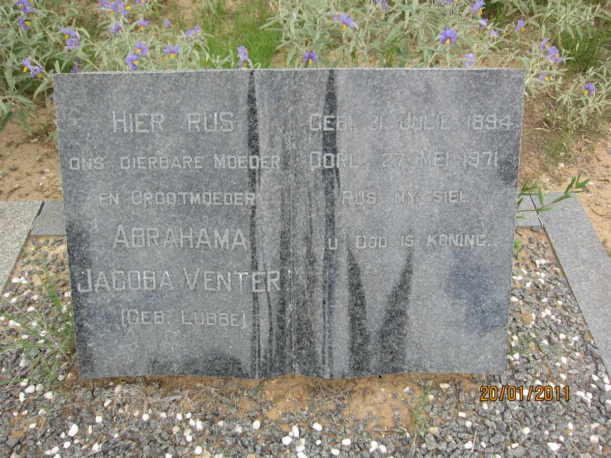 VENTER Abrahama Jacoba nee LUBBE 1894-1971