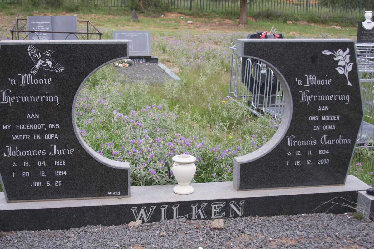 WILKEN Johannes Jurie 1928-1994 &amp; Francis Carolina 1934-2003