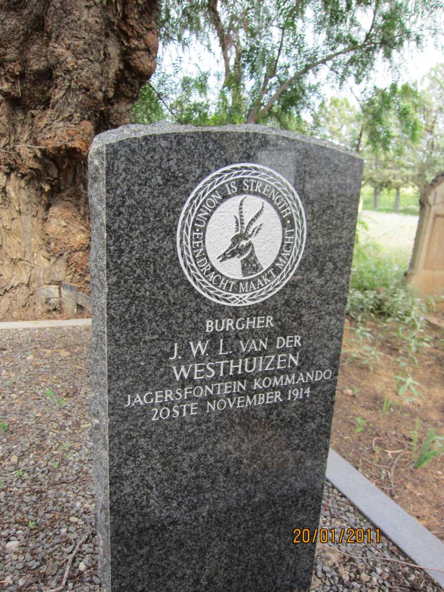 WESTHUIZEN J.W.L., van der -1914