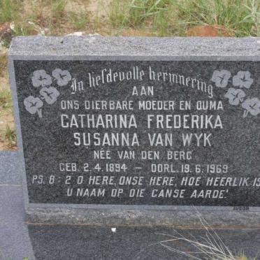 WYK Catharina Frederika Susanna,  van nee VAN DEN BERG 1894-1969