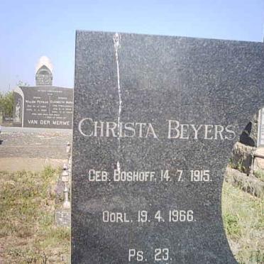 BEYERS Christa nee BOSHOFF 1915-1966