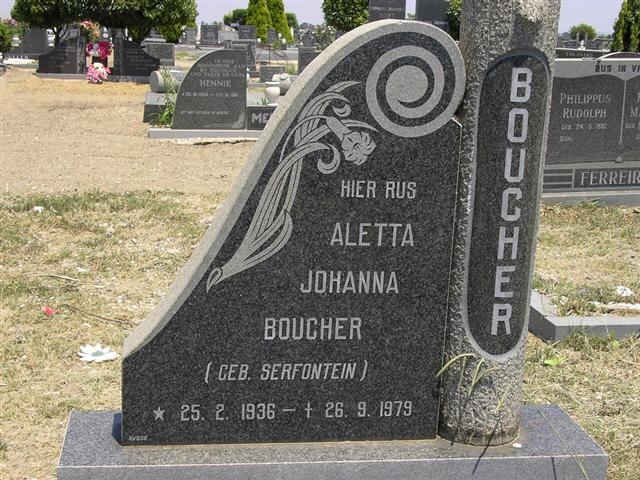 BOUCHER Aletta Johanna nee SERFONTEIN 1936-979