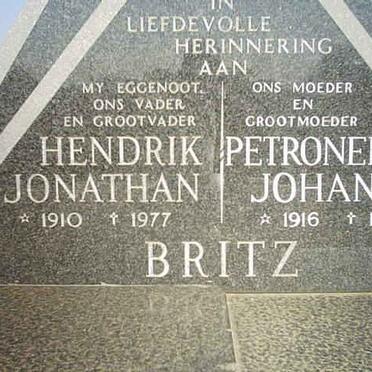 BRITZ Hendrik Jonathan 1910-1977 &amp; Petronella Johanna 1916-1998