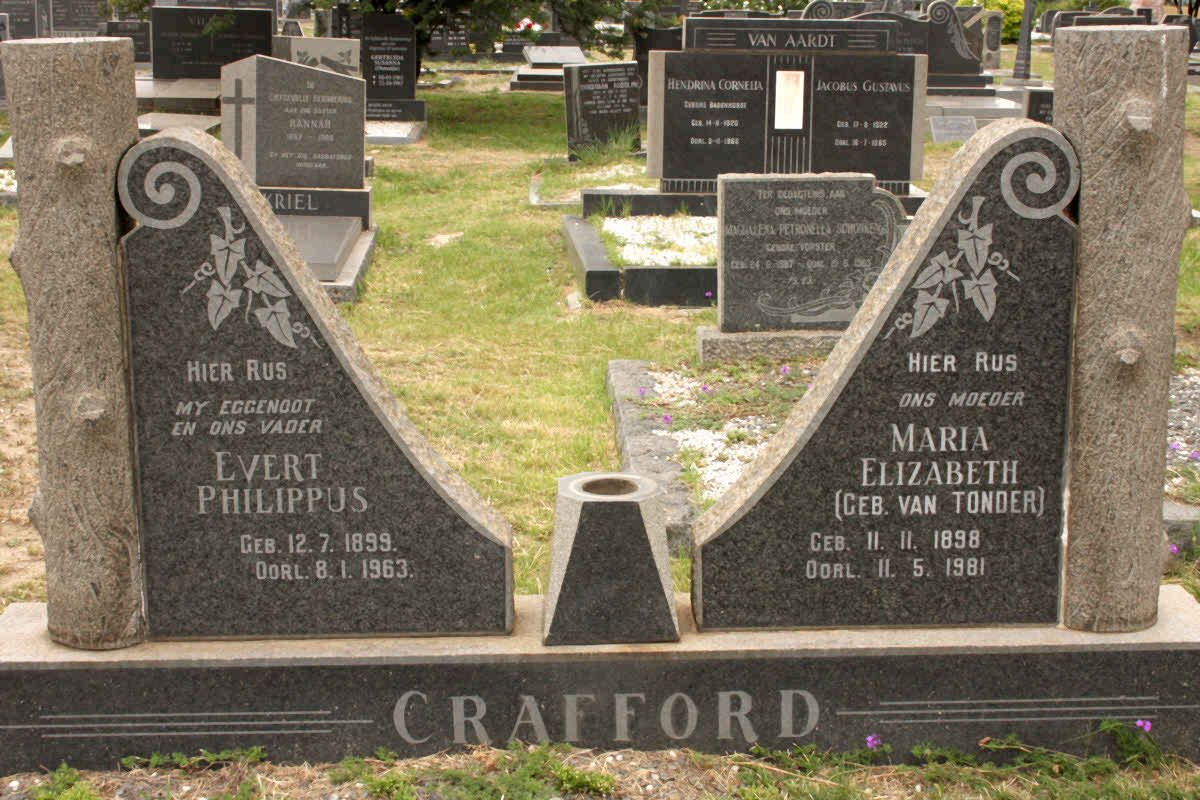 CRAFFORD Evert Philippus 1899-1963 &amp; Maria Elizabeth VAN TONDER 1898-1981
