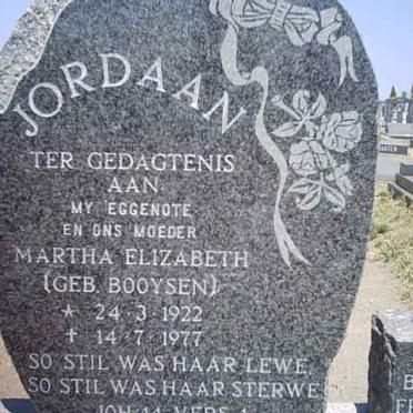 JORDAAN Martha Elizabeth nee BOOYSEN 1922-1977