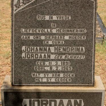 JORDAAN Johanna Hendrina nee BLIGNAUT 1891-1965
