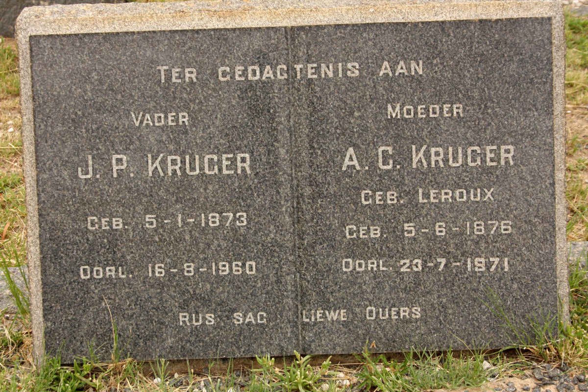 KRUGER J.P. 1873-1960 &amp; A.C. LEROUX 1876-1971