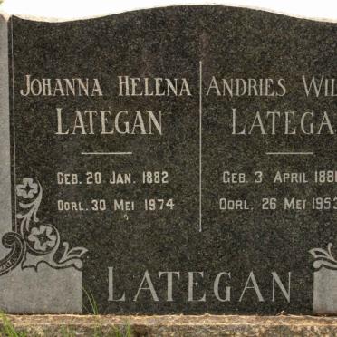 LATEGAN Andries Willem 1881-1953 &amp; Johanna Helena 1882-1974
