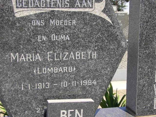 MERWE Maria Elizabeth, van der nee LOMBARD 1913-1994