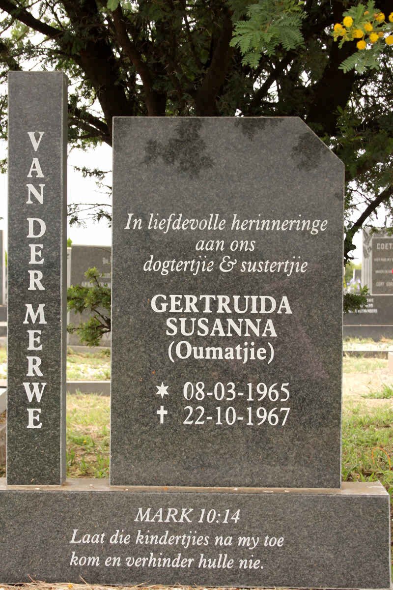 MERWE Gertruida Susanna, van der 1965-1967