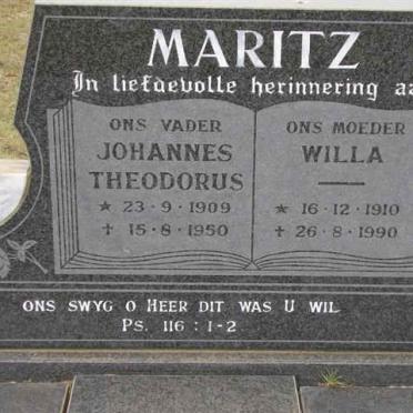 MARITZ Johannes Theodorus 1909-1950 &amp; Willa 1910-1990