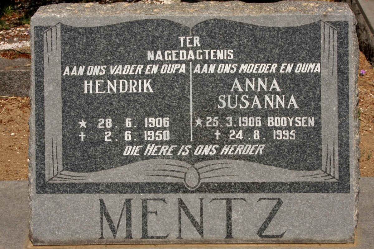 MENTZ Hendrik 1906-1950 &amp; Anna Susanna BOOYSEN 1906-1995