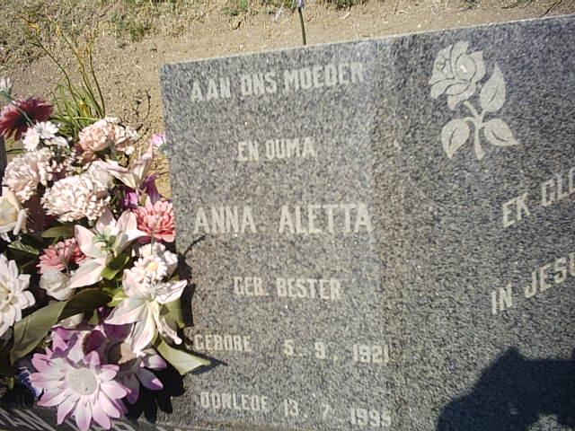 MERWE Anna Aletta, v.d. nee BESTER 1921-1995