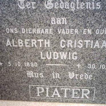 PIATER Albert Cristiaan Ludwig 1890-1972