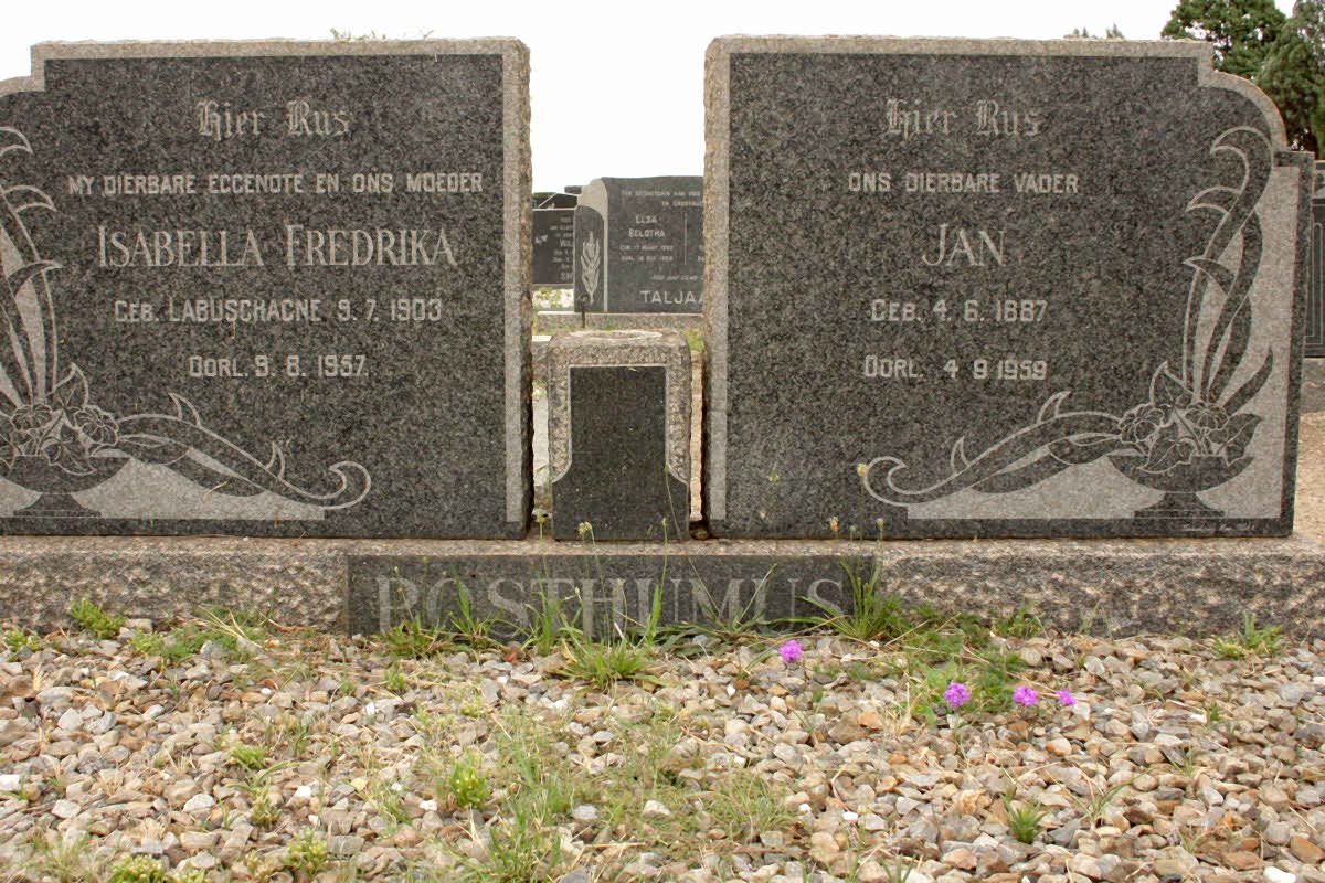 POSTHUMUS Jan 1887-1959 &amp; Isabella Fredrika LABUSCHAGNE 1903-1957