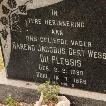 PLESSIS Barend Jacobus Gert Wessel, du 1880-1969