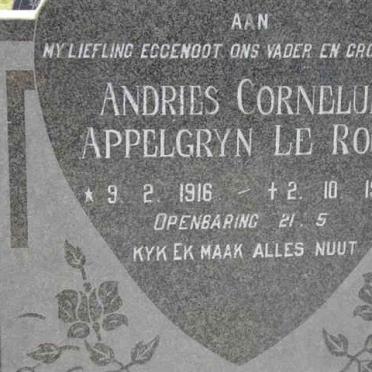 ROUX Andries Cornelius Appelgryn, le 1916-1989