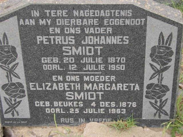 SMIDT Petrus Johannes 1870-1950 &amp; Elizabeth Margareta BEUKES 1876-1963