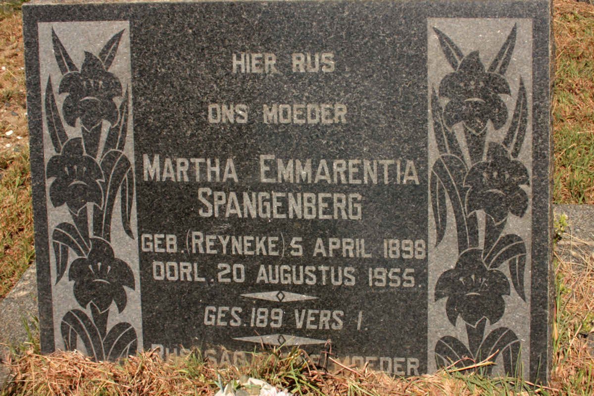 SPANGENBERG Martha Emmarentia nee REYNEKE 1898-1955