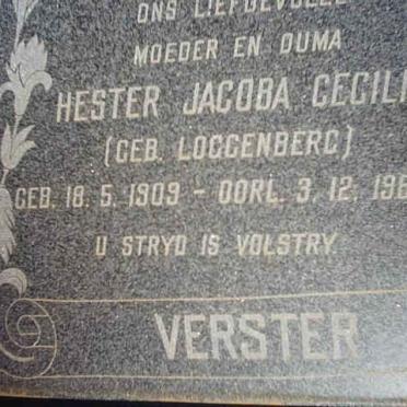 VERSTER Hester Jacoba Cecilia nee LOGGENBERG 1909-1982