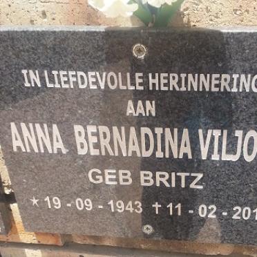 VILJOEN Anna Bernadina nee BRITZ 1943-2018