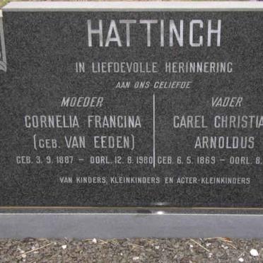 HATTINGH Carel Christiaan Arnoldus 1869-1939 &amp; Cornelia Francina VAN EEDEN 1887-1980