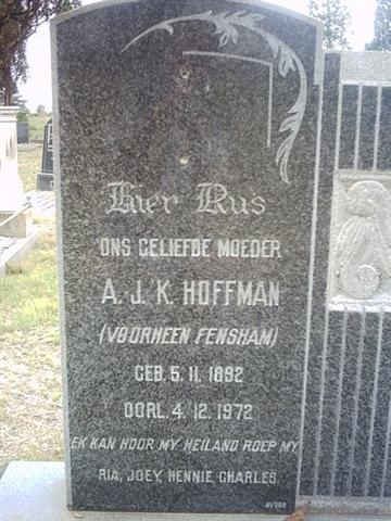 HOFFMAN A.J.K. formerly FENSHAM 1892-1972