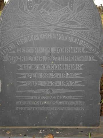 BEZUIDENHOUT Gertruida Johanna Magrietha nee KLEIJNHANS 1894-1922